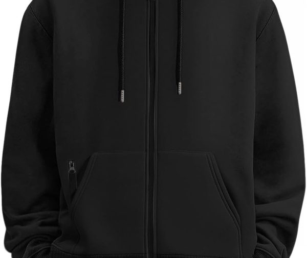 Mens Zip Up Hooded Sweatshirt Casual Long Sleeve Hoodies Fashion Drawstring Sweatshirts with Kanga Pockets