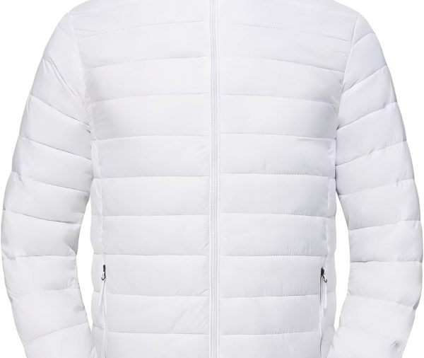 Mens Winter Coats Thermal Lightweight Puffy Jackets Men Waterproof Warm Puffer Coat with Zip Pockets