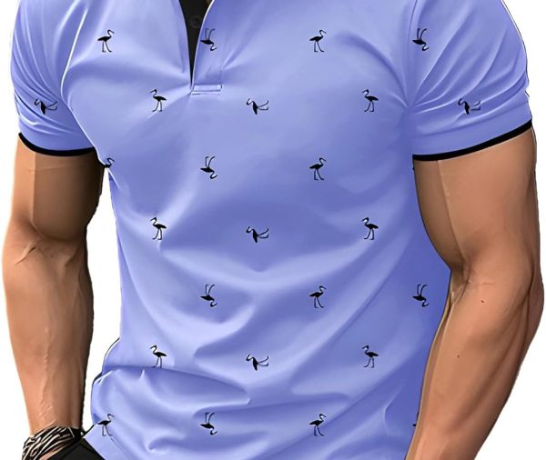 Men's Polo Shirts Short Sleeve  Casual Polo T Shirt Color Block Slim Fit Summer Collared Golf Shirts
