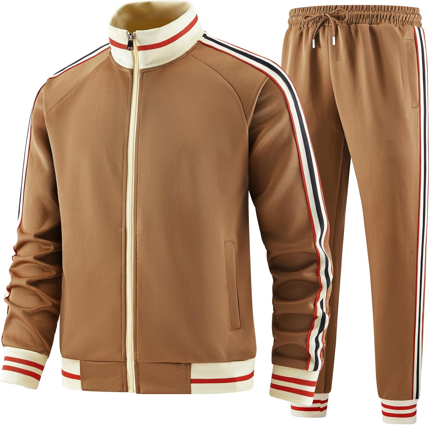 Men Track Suits Sets Long Sleeve Full-zip Sweatsuit Active Jackets and Pants 2 Piece Outfits - Image 2