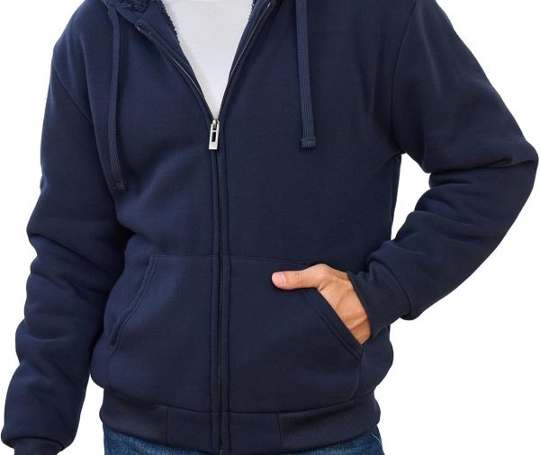 Hoodies for Men Full Zip Up Fleece Warm Thick Jackets Heavyweight Sherpa Lined Coat