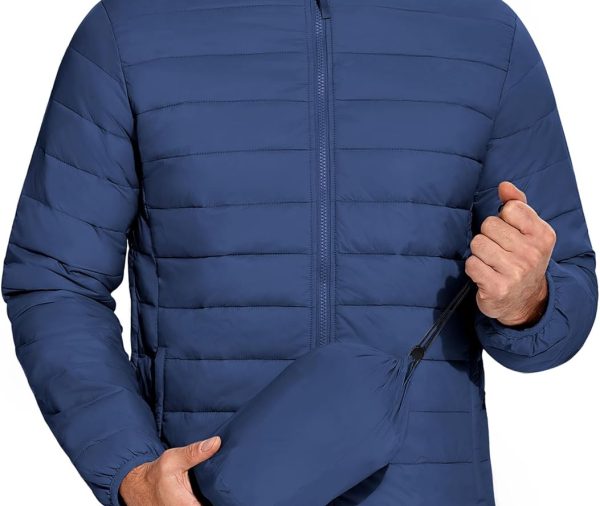 Mens Puffer Jacket Packable Lightweight Jackets Winter Coat Windproof Zipper Down Jacket