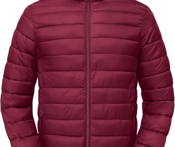 Mens Winter Coats Thermal Lightweight Puffy Jackets Men Waterproof Warm Puffer Coat with Zip Pockets