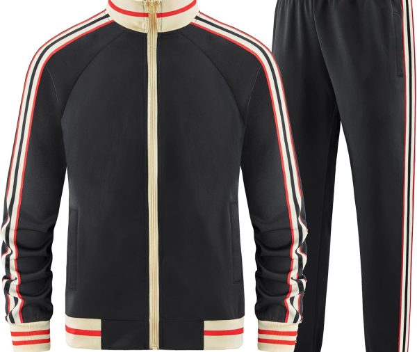 Men Track Suits Sets Long Sleeve Full-zip Sweatsuit Active Jackets and Pants 2 Piece Outfits