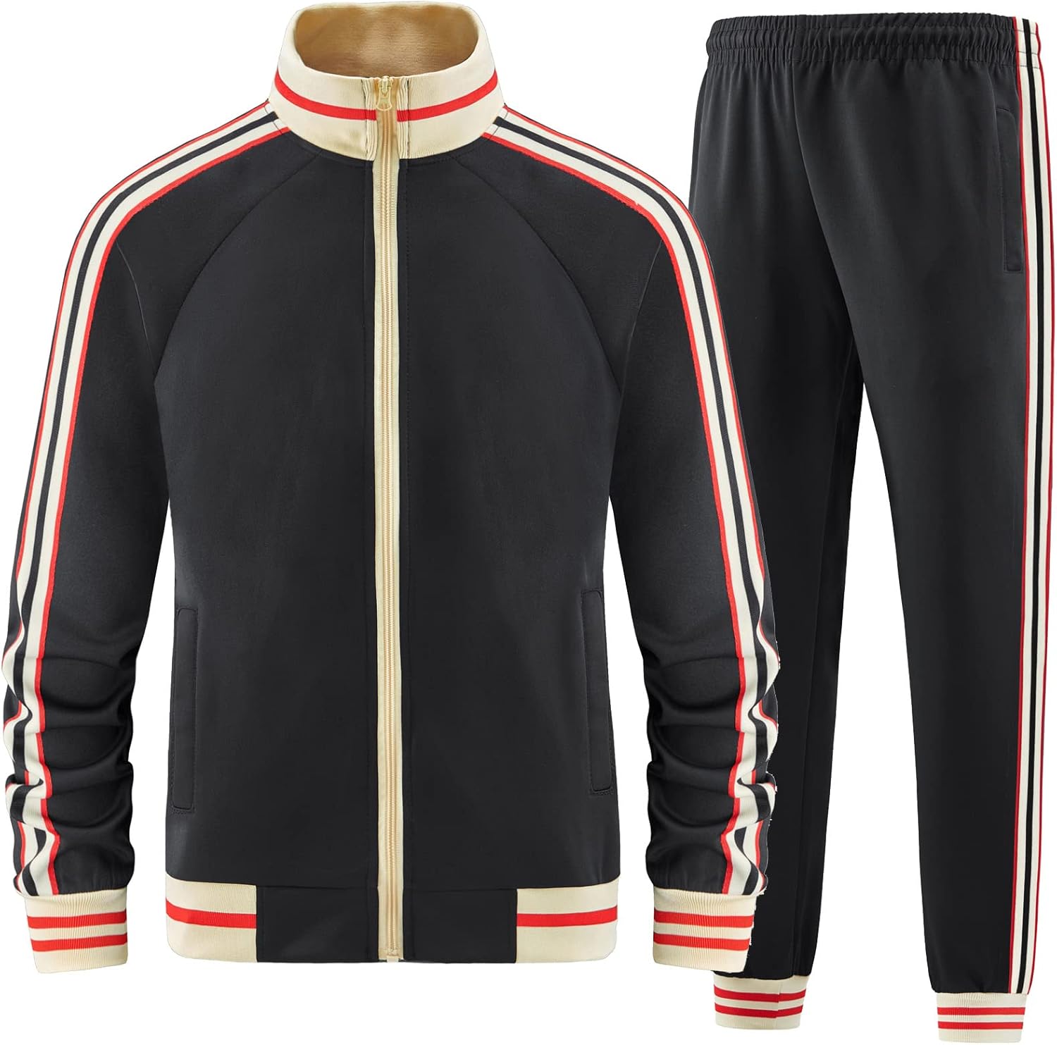 Men Track Suits Sets Long Sleeve Full-zip Sweatsuit Active Jackets and Pants 2 Piece Outfits