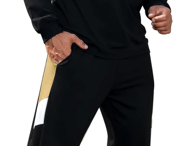 Men's Colorblock Sweatshirt and Sweatpants 2 Piece Casual Tracksuits Long Sleeve Pullover Jogging Sweatsuit Set