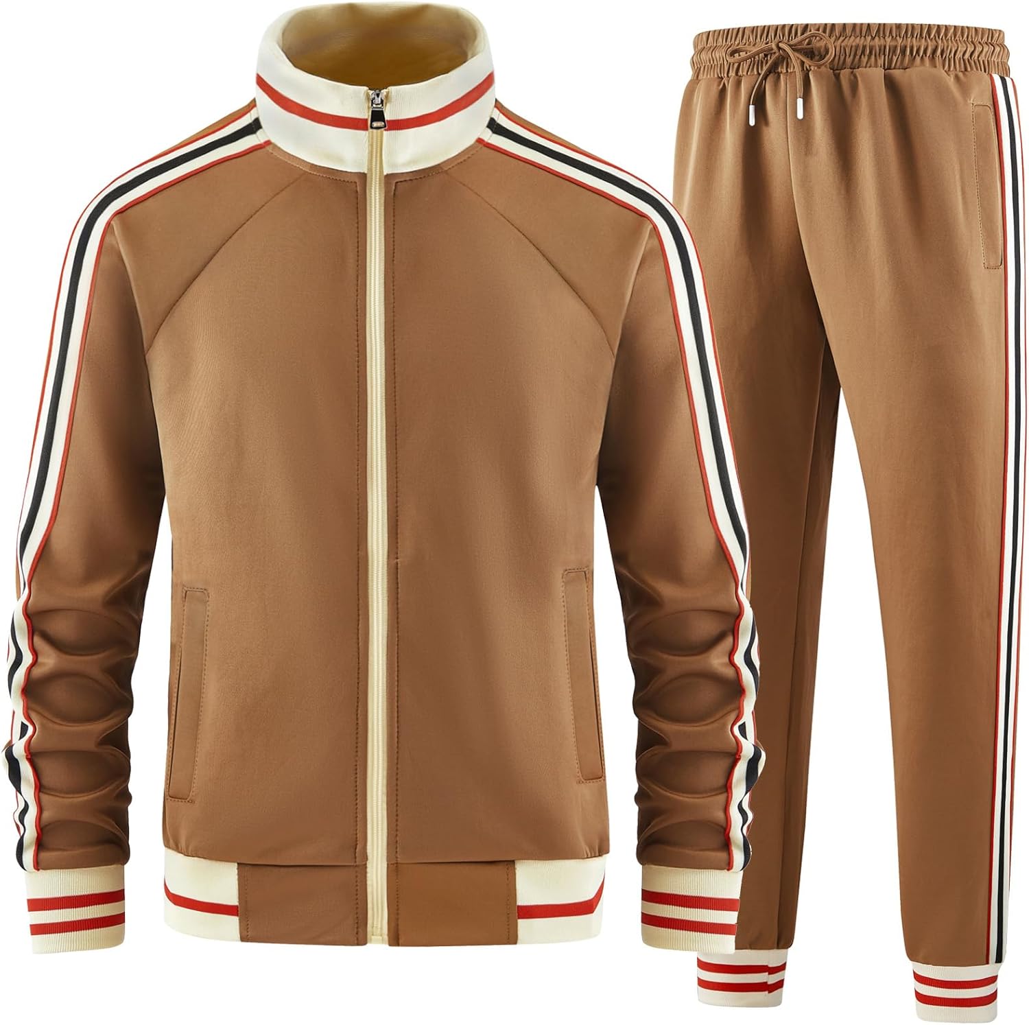 Men Track Suits Sets Long Sleeve Full-zip Sweatsuit Active Jackets and Pants 2 Piece Outfits