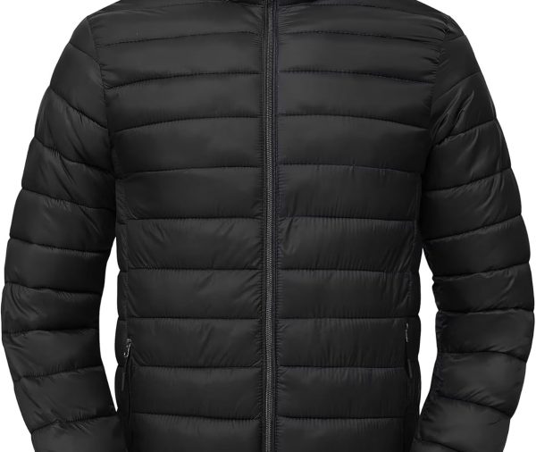 Mens Winter Coats Thermal Lightweight Puffy Jackets Men Waterproof Warm Puffer Coat with Zip Pockets