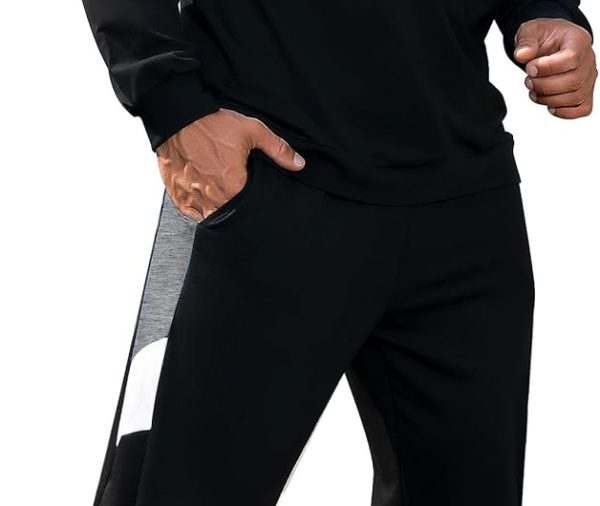 Men's Colorblock Sweatshirt and Sweatpants 2 Piece Casual Tracksuits Long Sleeve Pullover Jogging Sweatsuit Set