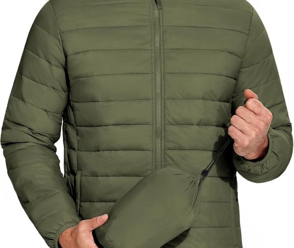Mens Puffer Jacket Packable Lightweight Jackets Winter Coat Windproof Zipper Down Jacket