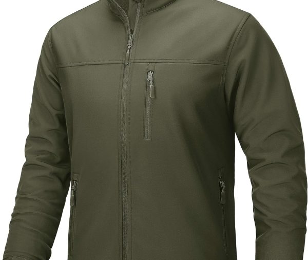 Men's Lightweight Softshell Jacket Fleece Lined Waterproof Tactical Rain Zip Up Winter Coat Windbreaker Casual