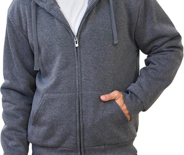 Hoodies for Men Full Zip Up Fleece Warm Thick Jackets Heavyweight Sherpa Lined Coat