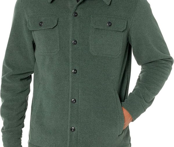 Men's Long-Sleeve Polar Fleece Shirt Jacket for Winter