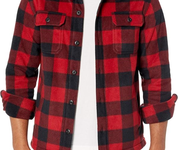 Men's Long-Sleeve Polar Fleece Shirt Jacket for Winter