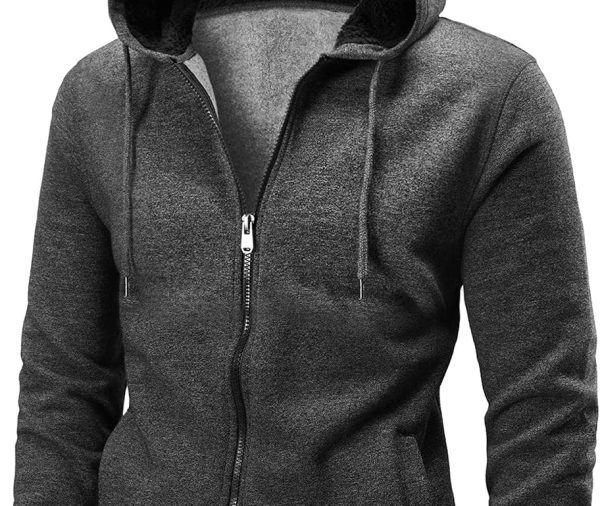 Men's Full Zip Fleece Hoodie zippered Color Block hooded slim Fit Long Sleeve Lightweight Sweatshirt