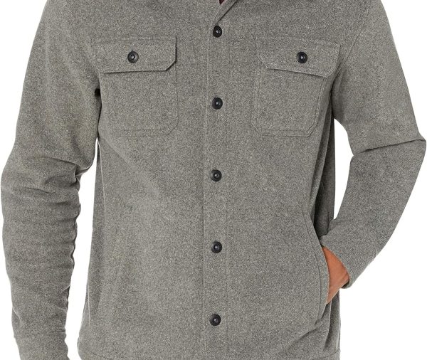 Men's Long-Sleeve Polar Fleece Shirt Jacket for Winter